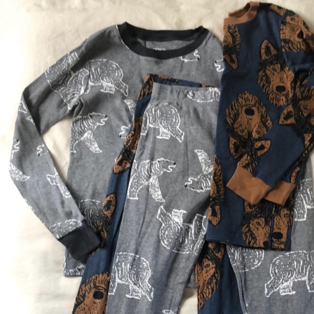 Wolf and Bear - Two (2) sets of kids pajamas